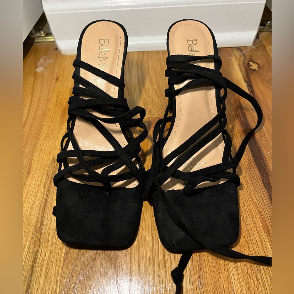 Ankle strap black heels